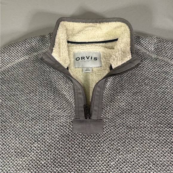 Orvis Sherpa Lined 1/4 Zip Pullover Mens Large Gray - Picture 2 of 13